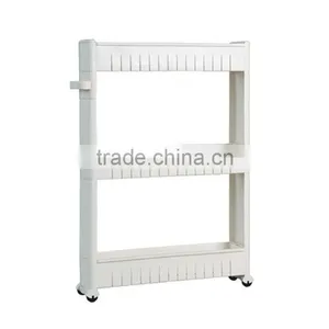 Kitchen Storage Cart Cupboard With Casters,Slide Out Storage Tower, 3 Tiers, thumbnail-3