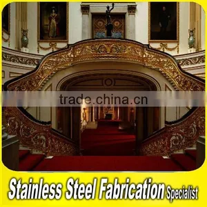 Interior Antique Bronze Carving Aluminum Handrails Integral Spiral Staircase thumbnail-1