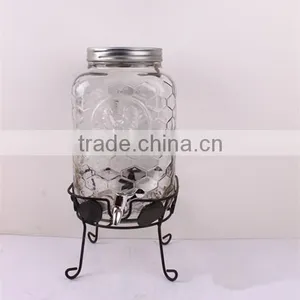 18L Large Glass Juice Jar With Metal Rack thumbnail-4