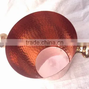 100% COPPER HAMMERED FINISH WINE COOLER BUCKET WITH BRASS HANDLE thumbnail-3