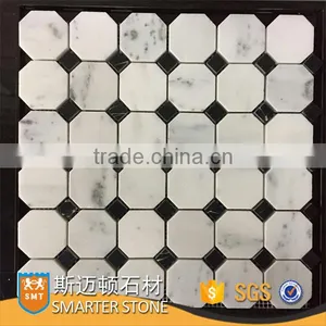 Basketweave Ink White Stone Tile Orient White Mosaic for Floor thumbnail-3