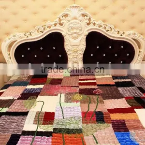 HAND EMBROIDERED BLANKET WITH PILLOW CASES, SOFT, BREATHABLE WITH ELEGANT DESIGNS AND COLORS thumbnail-1