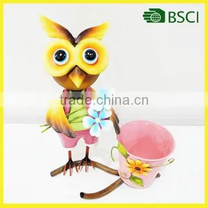 Cheap Cute Metal Owl Flower Pot for Garden Decoration thumbnail-1