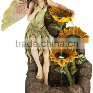 Garden Fairy With Sunflowers Handmade Fairy Garden Water Fountain thumbnail-1