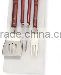 Good Quality 3pc Barbecue Tools With Wooden Handle thumbnail-1