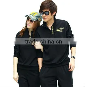 High Quality Custom Men's Black Plain Cotton Tracksuit With Printing thumbnail-1