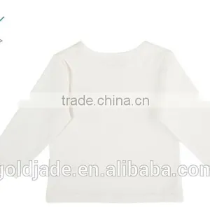 Wholesale Soft Cotton 0-2years Infant Toddler Shirts Long Sleeve White T-shirt thumbnail-2