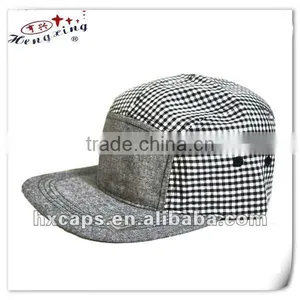 Wholesale Custom Flat Brim 5 Panel Flat Caps Plaid Cap thumbnail-1