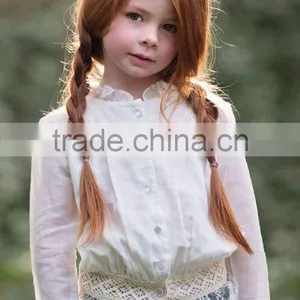 Girls Lace Collar Blouse Baby Girls Single Breasted Shirt Children Lace Hem Soft Blouse For Wholesale thumbnail-1