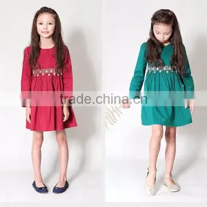 Children Cotton Frocks Designs Long Sleeve Flower Kids Girls Embroidered Puffy Smocked Party Dress thumbnail-1
