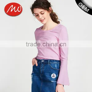 Popular Autumn Women Slim Pagoda Sleeve Blank Sweaters for Wholesale thumbnail-1