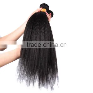 New Style Natural Colored Top Quality Indian Kinky Straight Yaki Hair Weave thumbnail-1