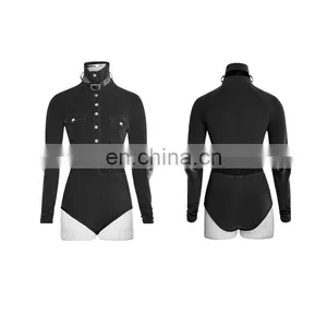Punk Rave Gothic Military Long Sleeve Standing Collar Body T-434 thumbnail-1