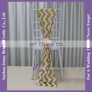 C385#20 Matte Champagne Sequin Fabric Wedding Chair Sashes Sequin Chair Cover Chair Sashes thumbnail-4