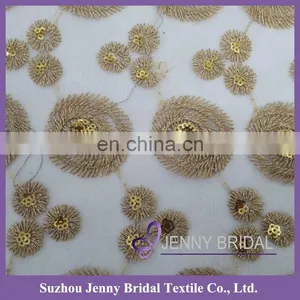 TR019A Jenny Bridal Gold Sequin Embroidered Wedding Table Runners thumbnail-5