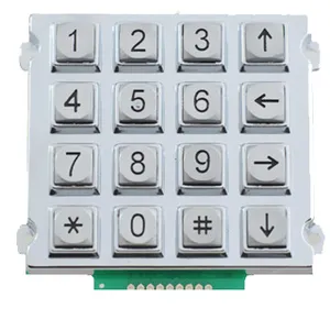 16 Keys Round Button Digital Metal Keypad for Public Telephone thumbnail-1