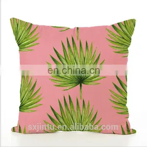 Pink 18 x 18 Inch Plants Linen Cotton Fabric Square Cushion Cover Throw Pillow Case thumbnail-5
