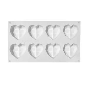 8 Cavities Heart Shaped Chocolate Silicone Mold for Handmade Mousse Cake Mold thumbnail-2