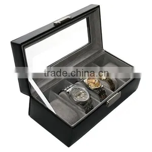 Black Genuine Leather 5-slot Watch Display Box Watch Organizer Case Travel Jewelry Case thumbnail-5