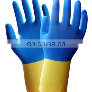 Long Cuff Green Flock Lined Nitrile Chemical Resistant Acid-based Proof Cheap Work Gloves thumbnail-5