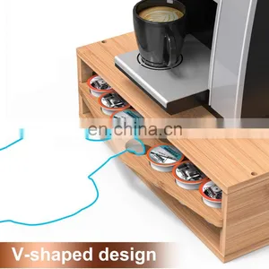Bamboo Coffee Pod Storage Holder Organizer With Drawer For Keurig K-cup Pods thumbnail-3