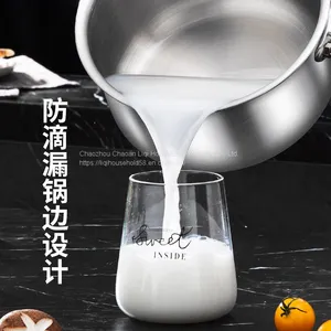 Stainless Steel Single Handle Milk Pot With Three Layers of Steel thumbnail-3