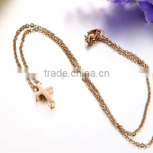Wholesale New Plating Rose Gold Cross Titanium Steel Necklaces for Woman Pendant Beautiful Gift thumbnail-4