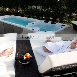 High Quality Hot Sale Balboa Control System Freestanding Acrylic Large Whirlpool Outdoor Swimming Pool Massage Used Swim Spa thumbnail-6