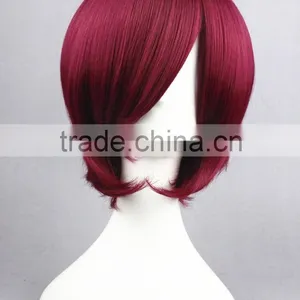 High Quality 35cm Short Straight Starry Sky-Yoh Tomoe Wine Red Synthetic Anime Wig Cosplay Costume Hair Wig Party Wig thumbnail-3