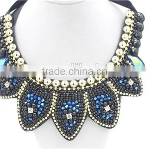 Giant Blue Necklace Fashion Crystal Jewelry Necklace Gold Chain Bead Necklace thumbnail-4