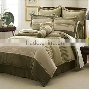 7 Pcs Gorgeous Suede Comforter Set Bed Stripe Design In Brown Color thumbnail-1