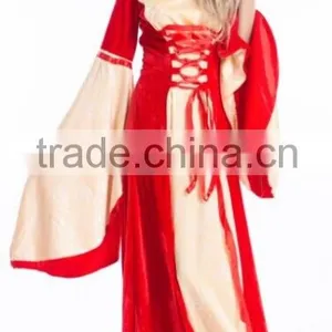 Walson 2016 Hot Red Hooded Gown Game Thrones Renaissance Medieval Queen Fancy Dress Costume thumbnail-3