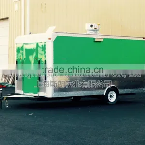 Green Uniaxial Food Truck NEW 4.8 M ENCLOSED CONCESSION FOOD VENDING BBQ TRAILER MOBILE KITCHEN thumbnail-1