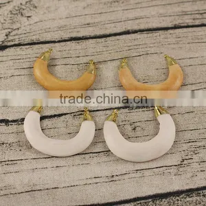 JF6932 New Two Bail Connector Carved Natural Cream Bone Crescent Pendants,Ivory Moon Pendants Quality Choice thumbnail-1