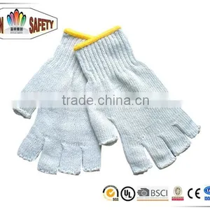 FTSAFETY 7G Poly-cotton Nature White String Knit HALF FINGER Gloves With PVC Dots for Safety Quality Choice thumbnail-2