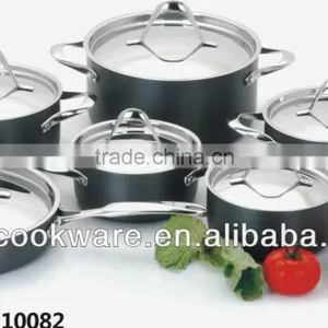 2015 New Products 12PCS High Quality 2.5mm Hard Anodized Aluminium Cookware Set With Casting Handle For Wholesale thumbnail-1