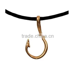 3D Fishing Hook Necklace Gold Fish Jewelry thumbnail-1