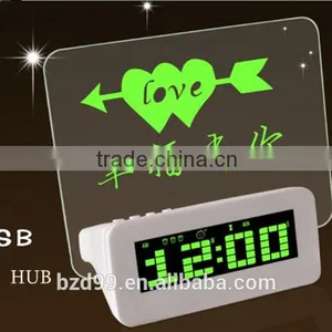 New Promotional Multi-functional USB HUB Electronic Digital Timer Transparent LCD LED Memo Board Alarm Clock thumbnail-4