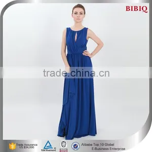 Royal Blue Chiffon Sleeveless Floor Length Latest Formal Dress Patterns thumbnail-1