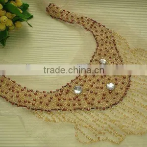 Handmade Beaded Appliques, Design of Neck of Suit, Embroidery Motifs Lace thumbnail-1