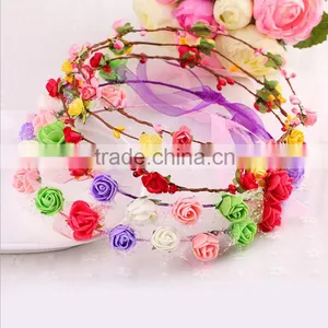 New Natural Touch Artificial Flower Foam Head Wreath for Wedding Bridal Headdress Wedding Flower Headband Flower thumbnail-3