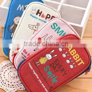 England Style Animal Print Plain Canvas Zipper School Pencil Case thumbnail-2