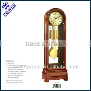 Shiny Grandfather Clock for Hall Decoration Round Golden Clock Face Good Quality PW2381HA thumbnail-1