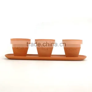 Small and Round Terracotta Planter With Saucer thumbnail-2