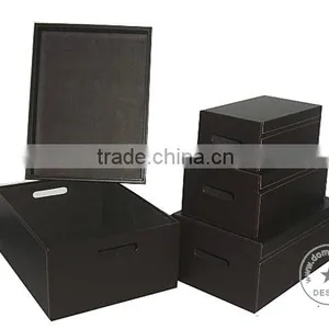 S/4 Faux Leather Storage Containers Set, thumbnail-4