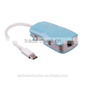 New 2 Ports Usb Hub Usb 3.1 Type C Hub With 1 Port RJ45 Gigabit Ethernet Lan Adapter 10/100/1000 Mbps thumbnail-1