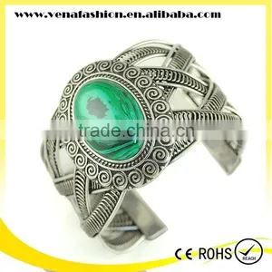 Peacock Green Indian Cuff Bracelet, Genuine Stone Bracelet Quality Choice thumbnail-1
