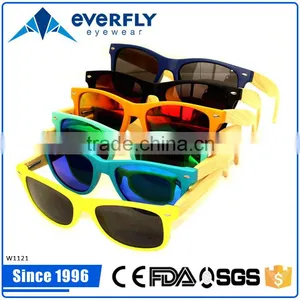 High Quality CE FDA Wholesale Beautiful Fancy Color TR90 Front Sunglasses Bamboo Wooden Sunglasses Mirror Lens thumbnail-3