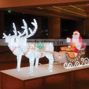 Outdoor Christmas Decoration Lights Led 3d Reindeer With Sleigh Light thumbnail-2