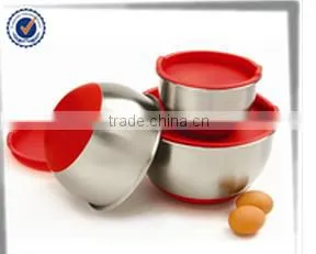 Stainless Steel Mixing Bowl Set With Lids and Anti-Slip Silicone Base thumbnail-1